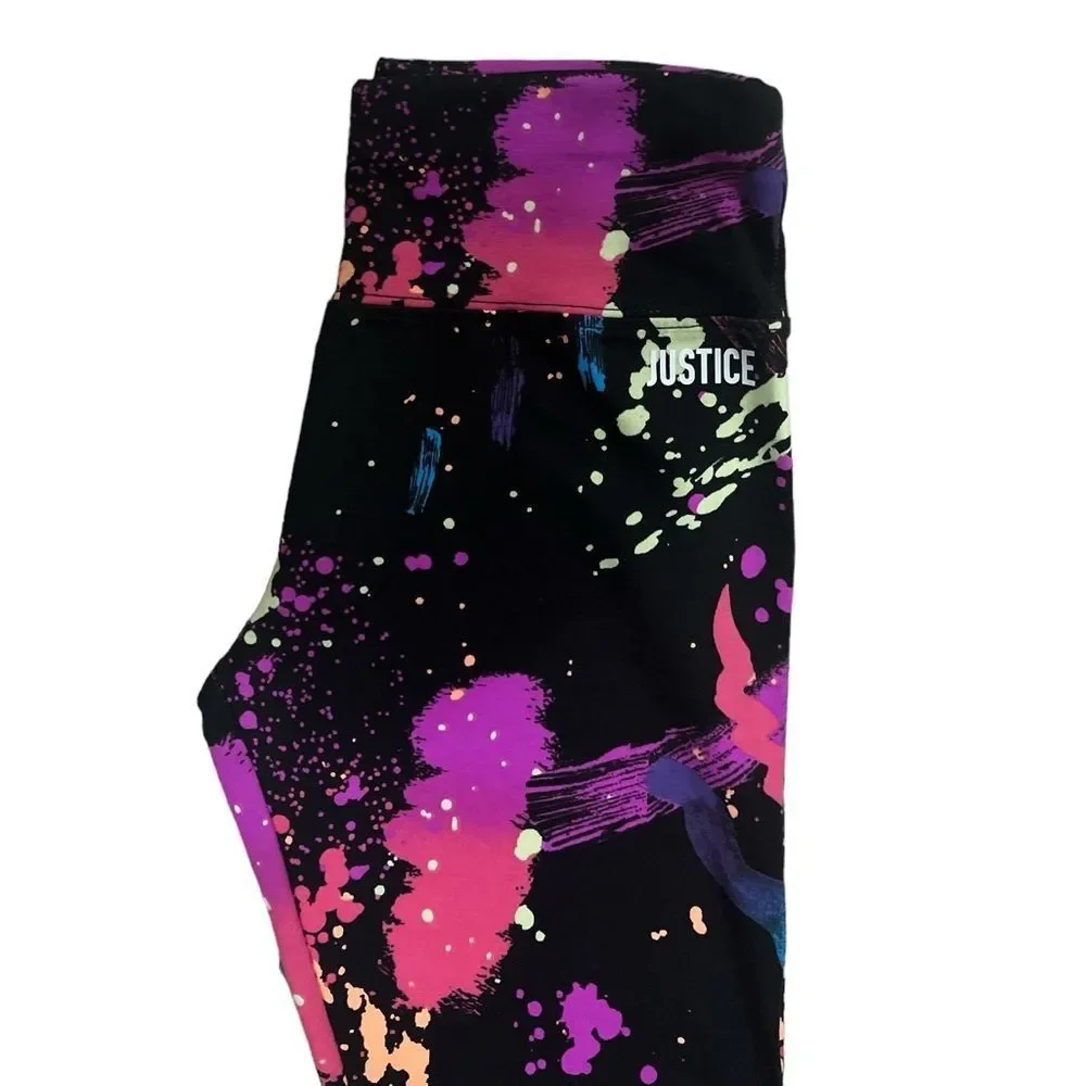 Justice Girls Athletic Paint Splatter Full Length Leggings